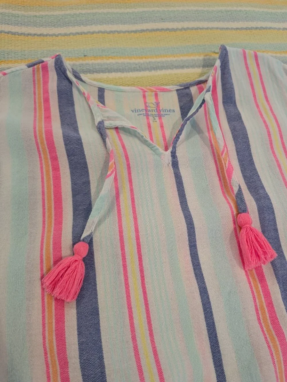 ⭐ Girls Vineyard Vines striped swim beach cover up small 7-8